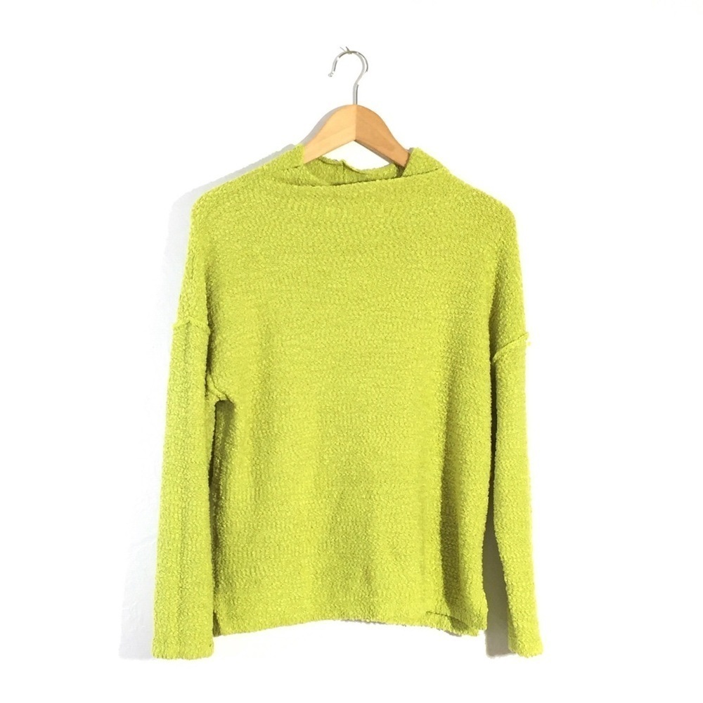 Melloday Neon Green Popcorn Knit Mock Neck Sweater M